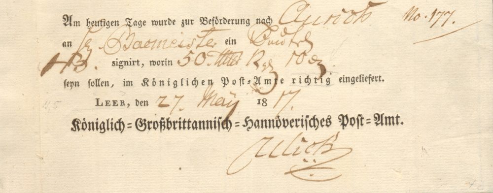 Leer Postschein 1817